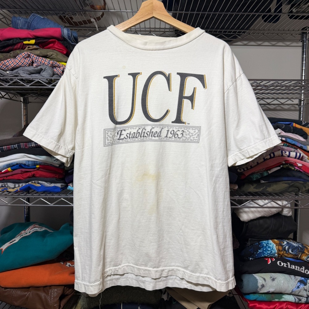 Vintage UCF Knights T-Shirt Men's XL White 1963 College Graphic Tee Football